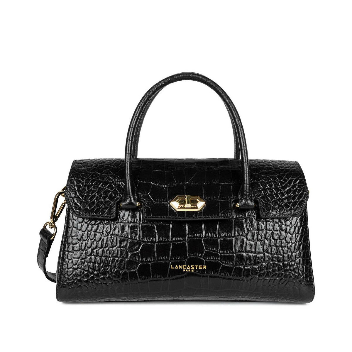 Sac à main à rabat avec fermoir M EXO noir, LANCASTER