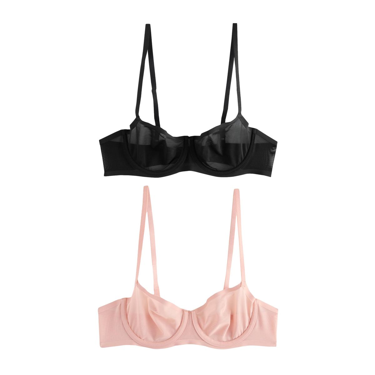 Soutien-gorge balconnet en mesh, lot de 2 noir/rose, NEXT