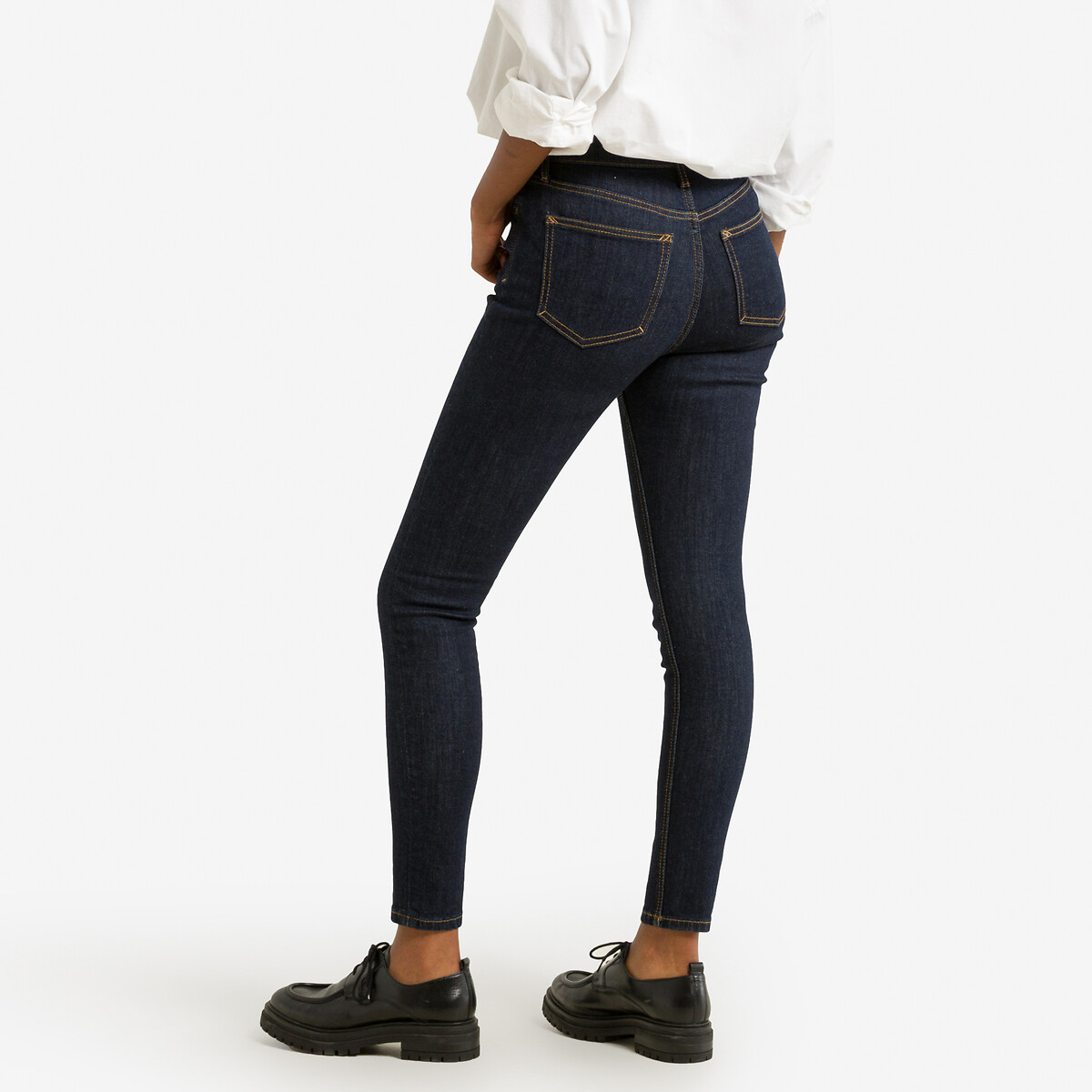 High Waist Skinny Jeans untreated blue, ESPRIT