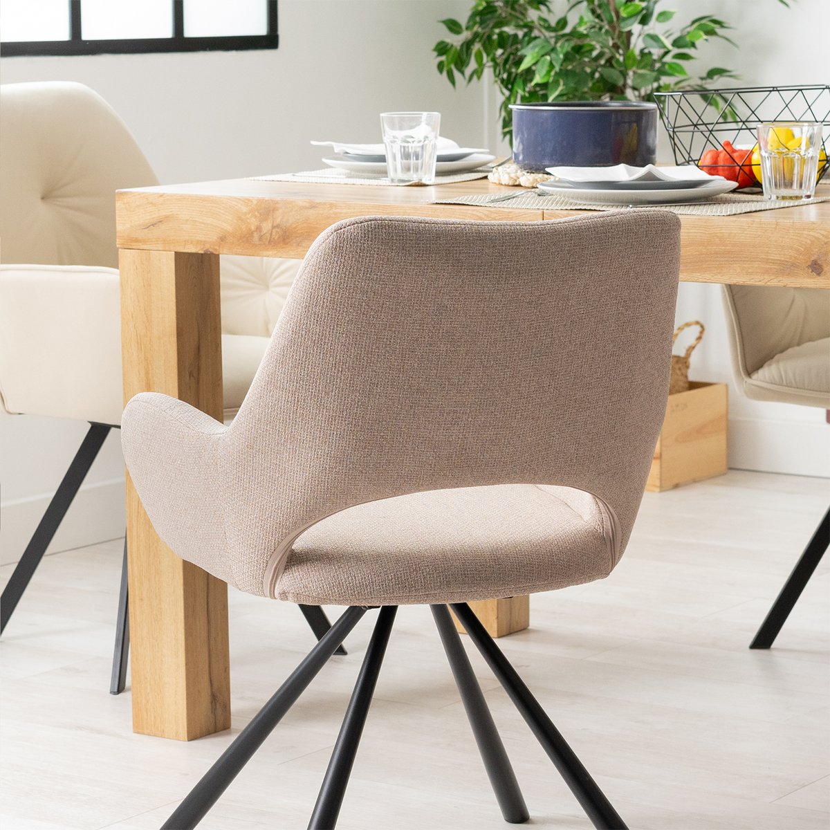 Lot de 2 chaises de salle à manger style scandinave, BETH kaki, MEUBLES COSY