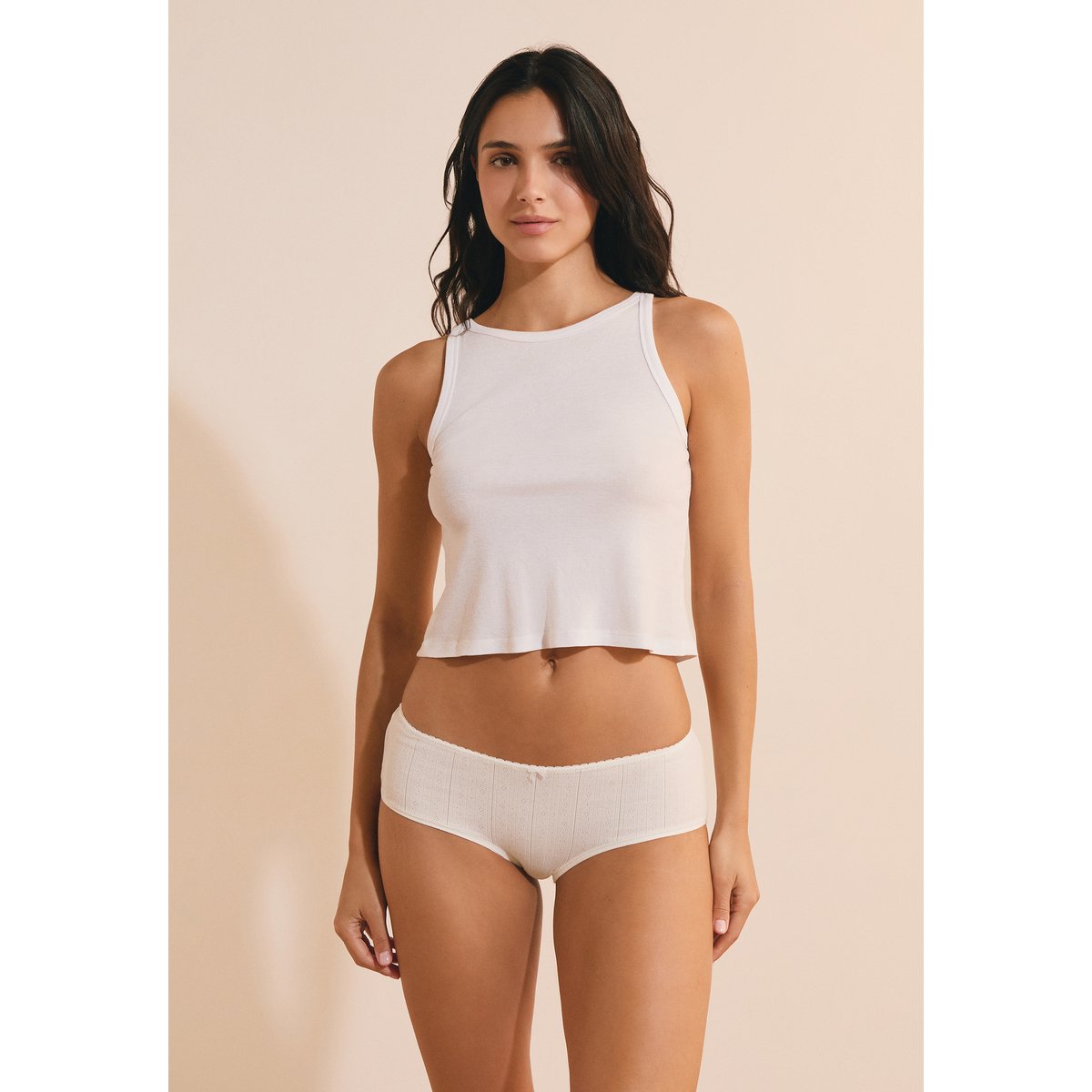 Shorty en coton COFFEE MOOD ecru, ETAM