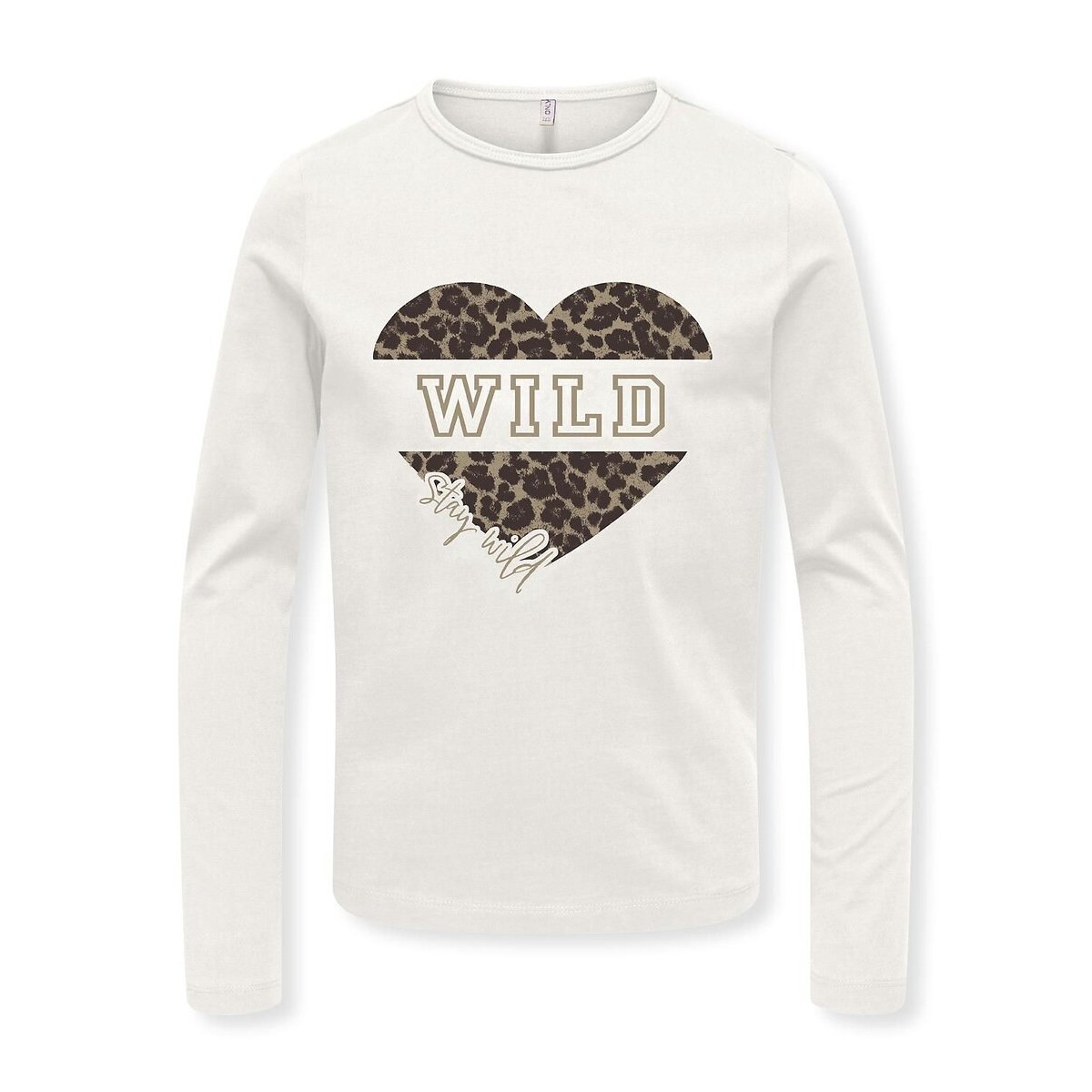 T-shirt met lange mouwen, print vooraan ecru, KIDS ONLY