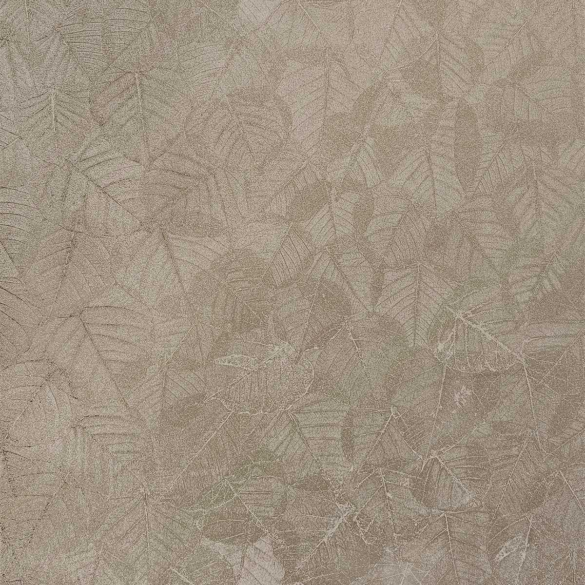 Papier peint feuillage texturé taupe chaud beige, HEXOA