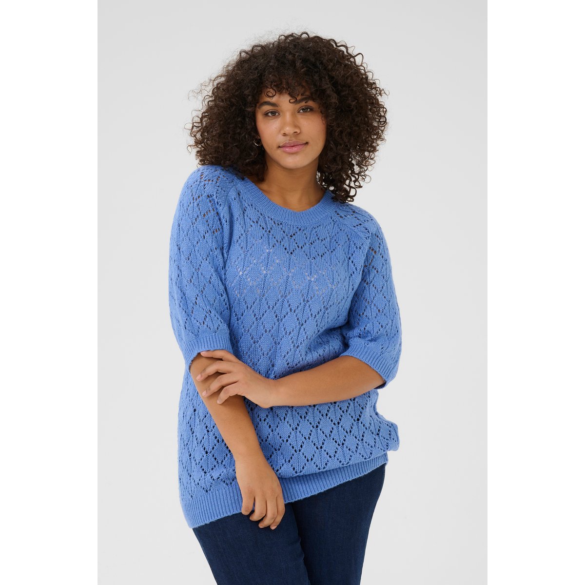 Knitted pullover bleu ebb and flow, KAFFE CURVE