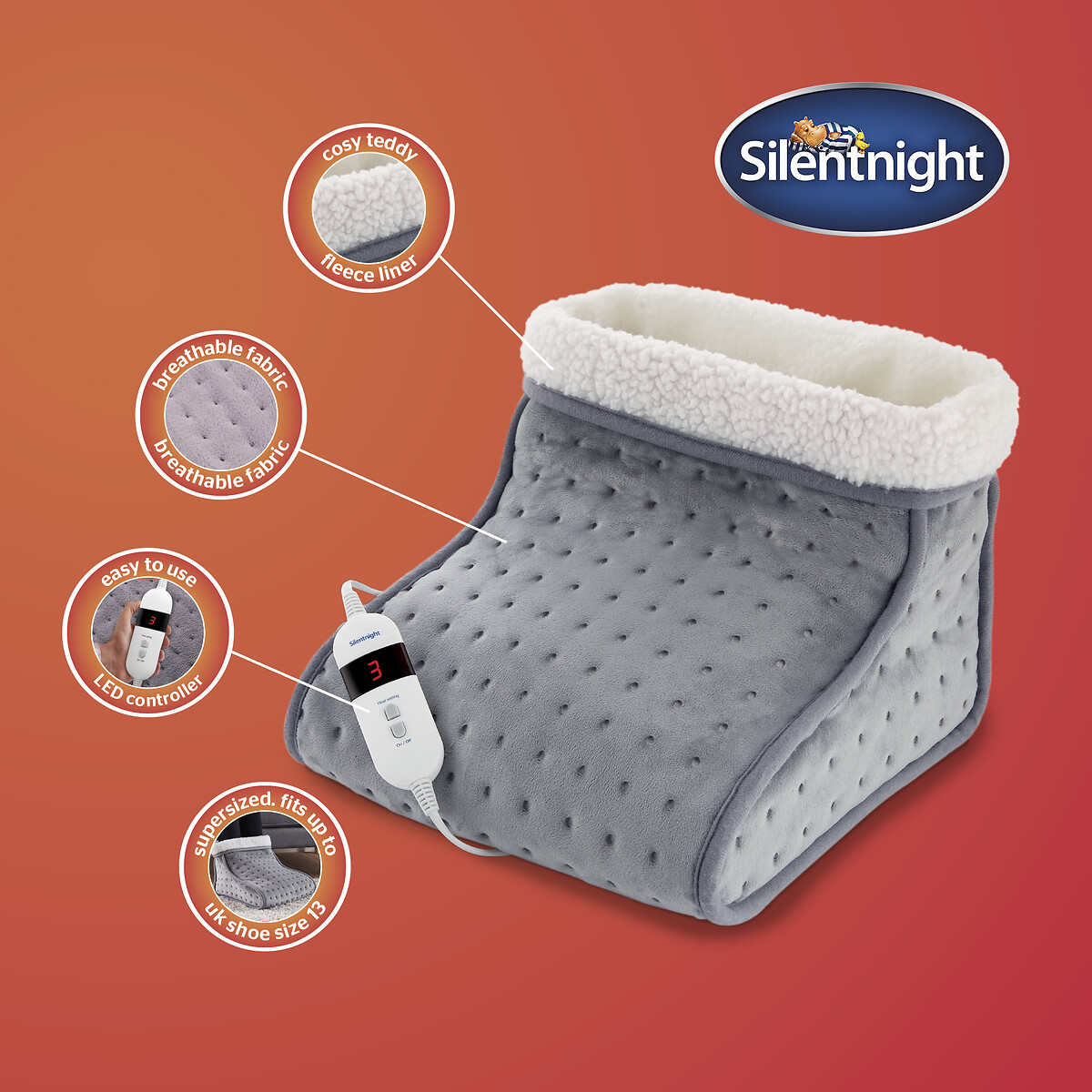 Comfort Control Cosy Foot Warmer grey, SILENTNIGHT