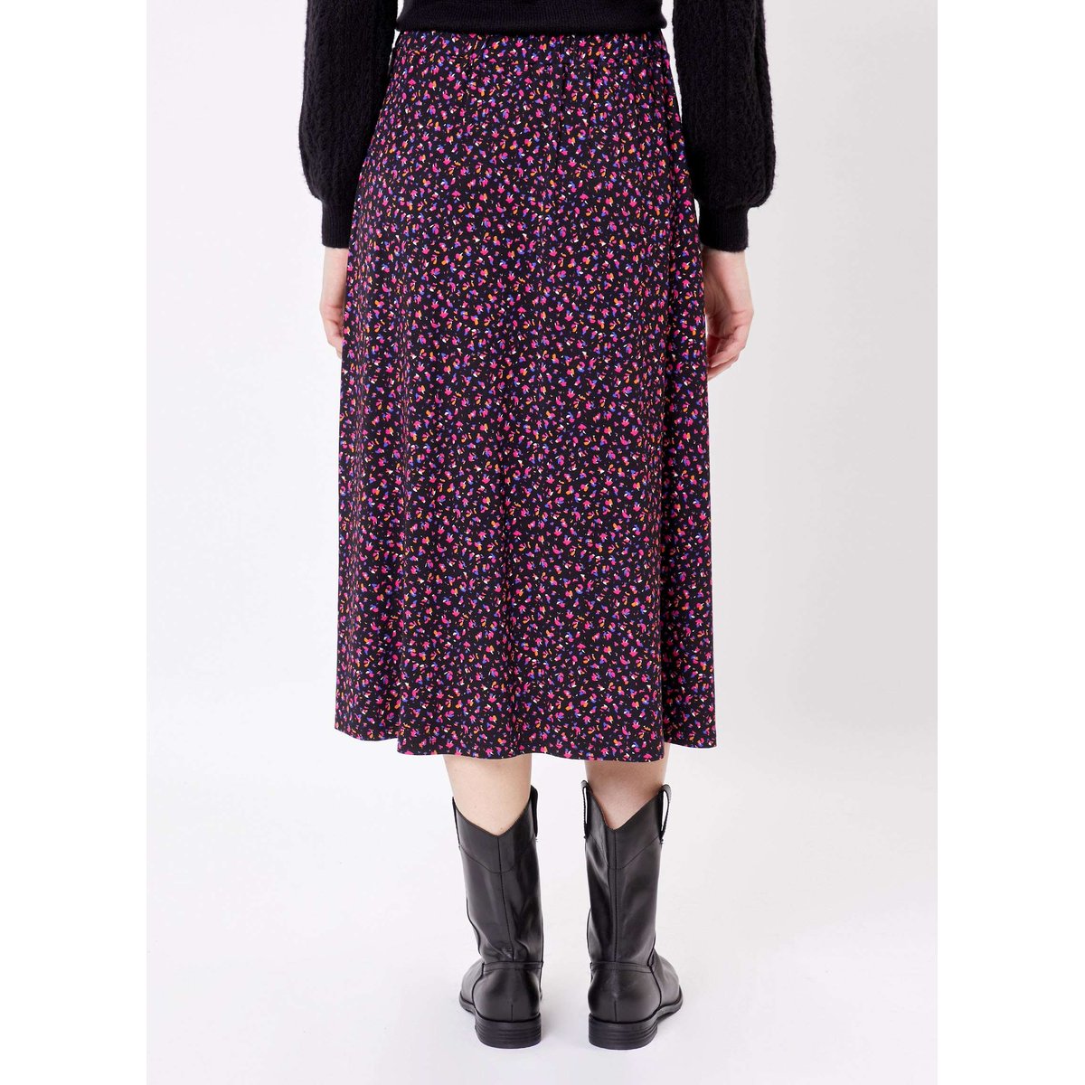 Jupe midi maille imprimée ELINA violet, PRINCESSE NOMADE