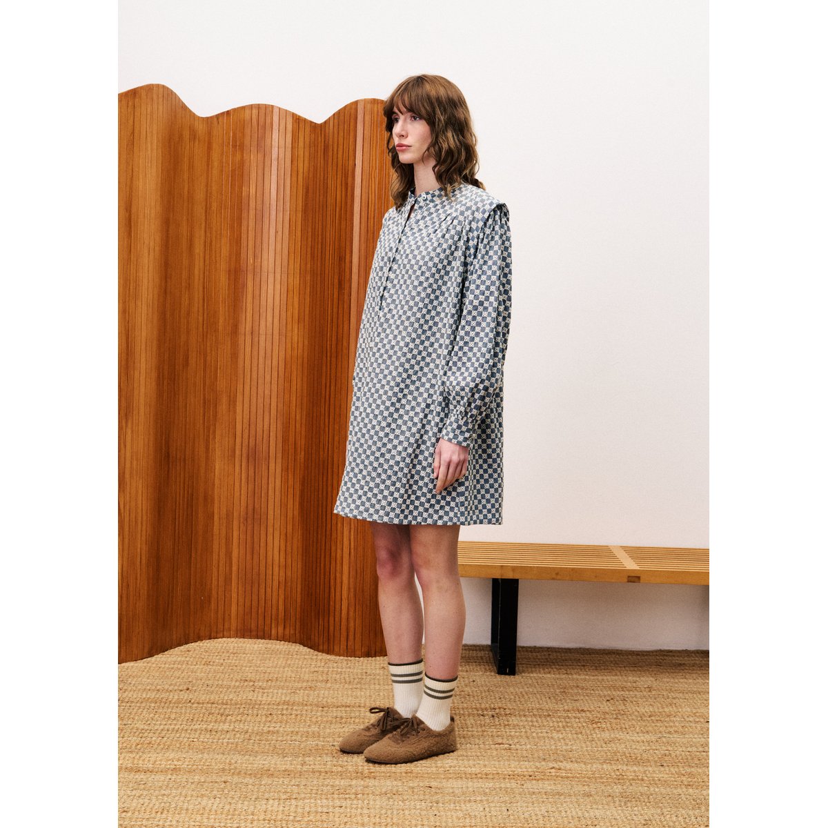 Robe en coton col roulé ALLIUM bleu jean, FRNCH