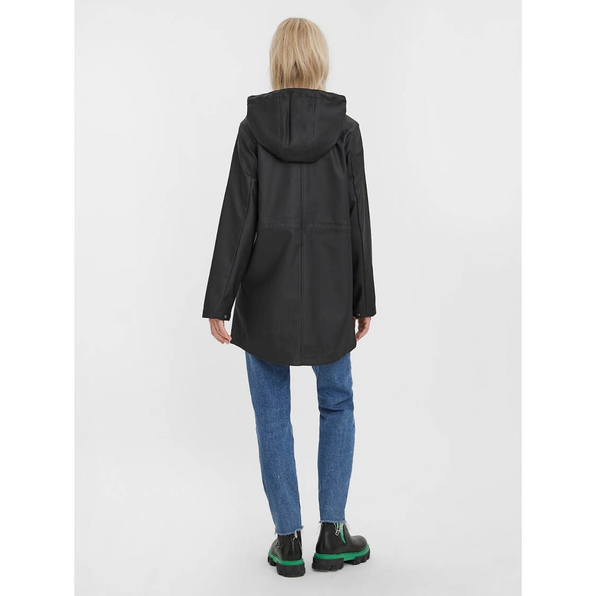 Halflange regenjas met kap zwart, VERO MODA