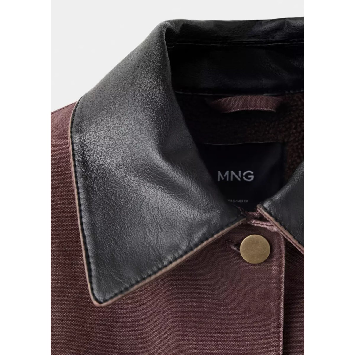 Parka col contrasté grenat, MANGO