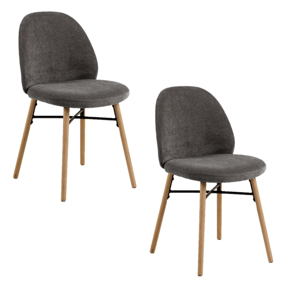Lot de 2 chaises de salle à manger en velours et acier CLARA gris, TOILINUX