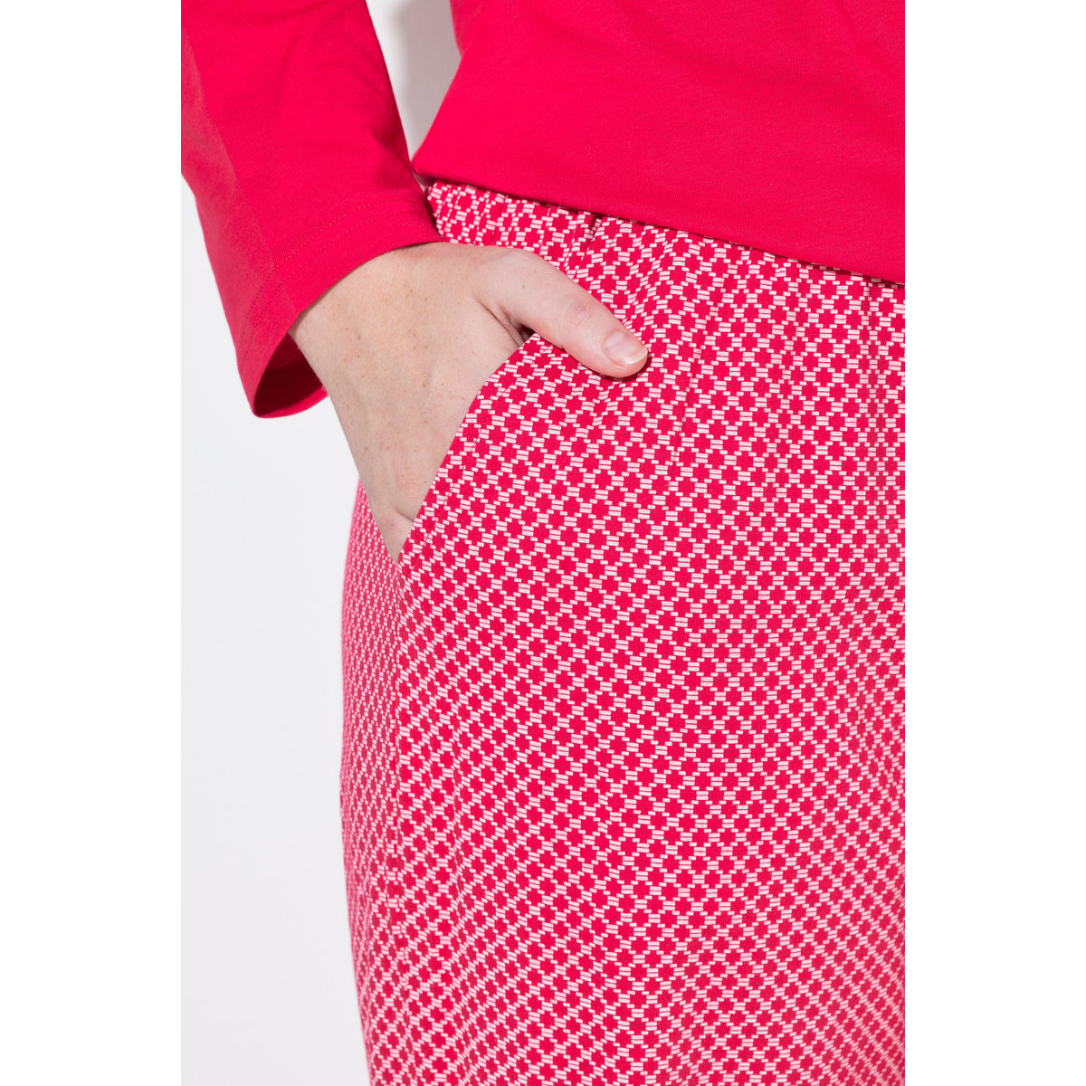 Pyjama à motif, col rond et manches longues magenta, ULLA POPKEN