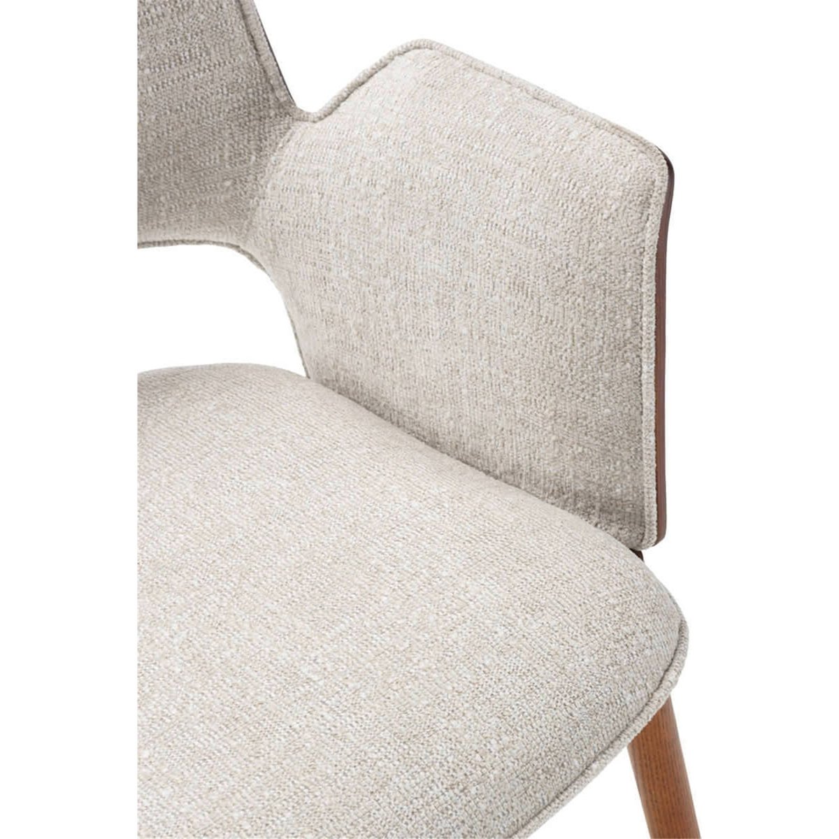 Chaise en bois et tissu noyer et blanc cassé, RECOLLECTION