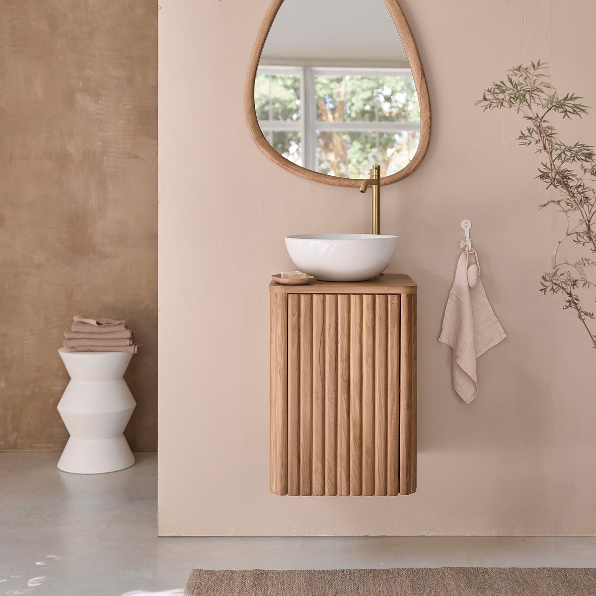 Miroir organique en bois massif 75x60 cm FIFTIES naturel, BERAH GETAH