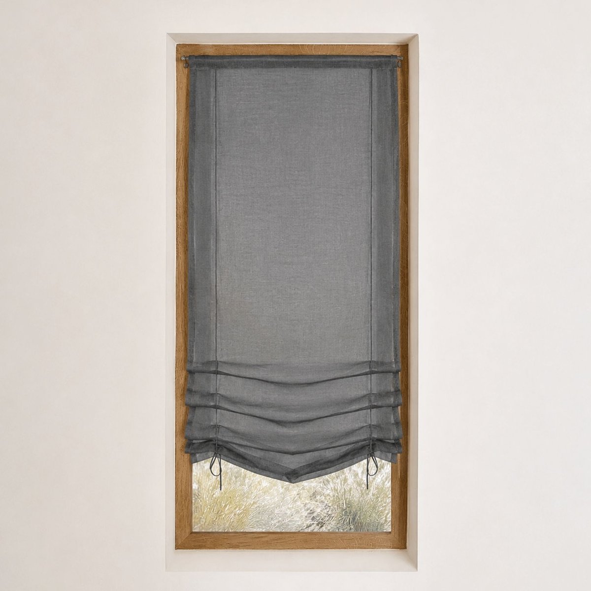 Petit voilage à remonter en organza à motif goutte d’eau métallique gris clair, HOME MAISON