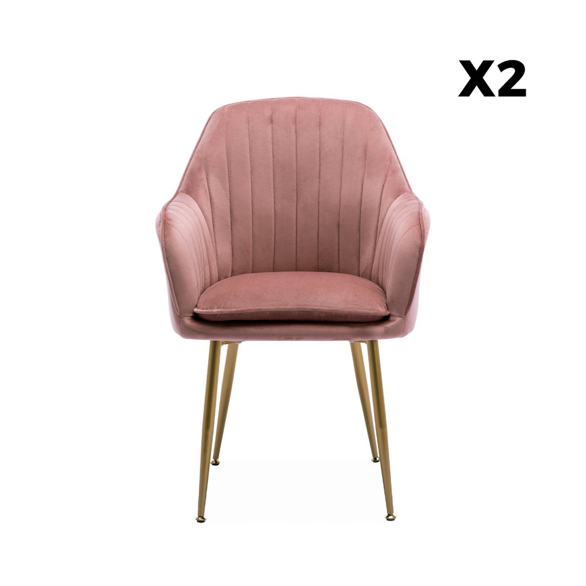 Fauteuil velours et pieds métal (lot de 2) SHELLA vieux rose, SWEEEK