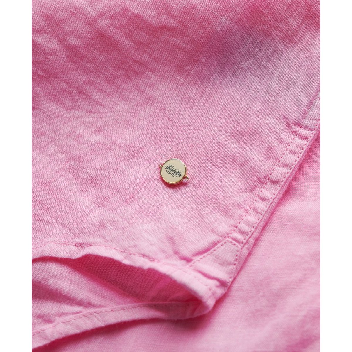 Chemise boyfriend décontractée en lin rose côtier, SUPERDRY