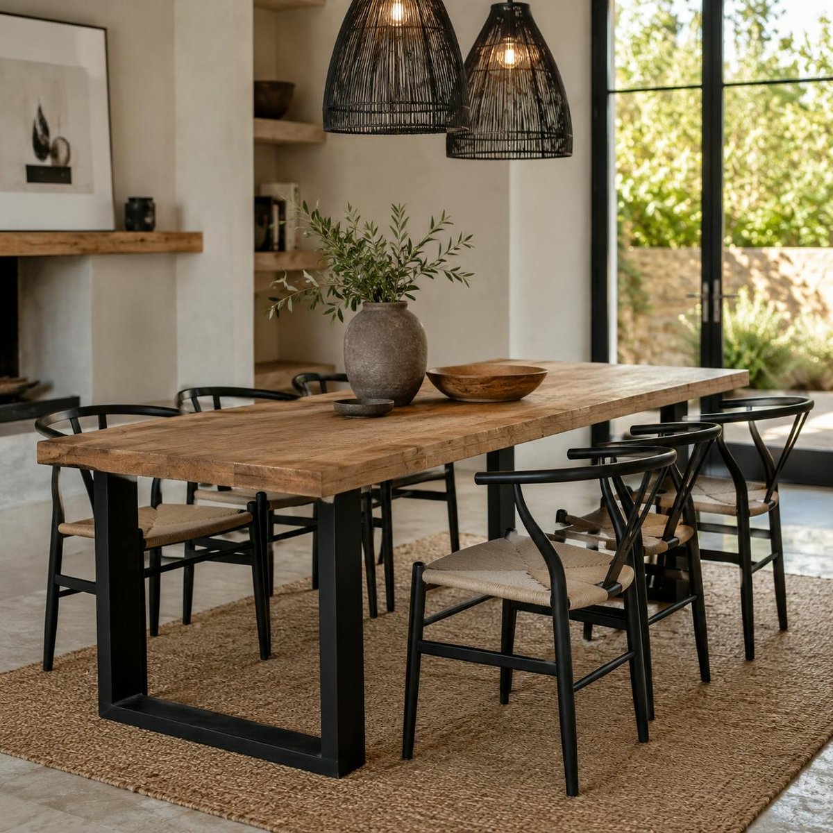 Table à manger en bois à pieds en U 160 cm FULTON bois naturel, PIER IMPORT