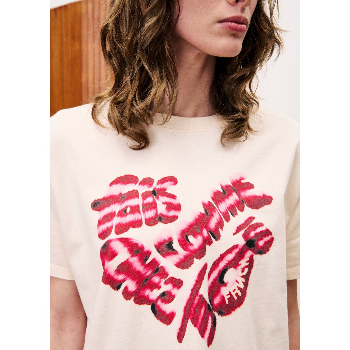 T-shirt en coton LUZERNE beige crème, FRNCH