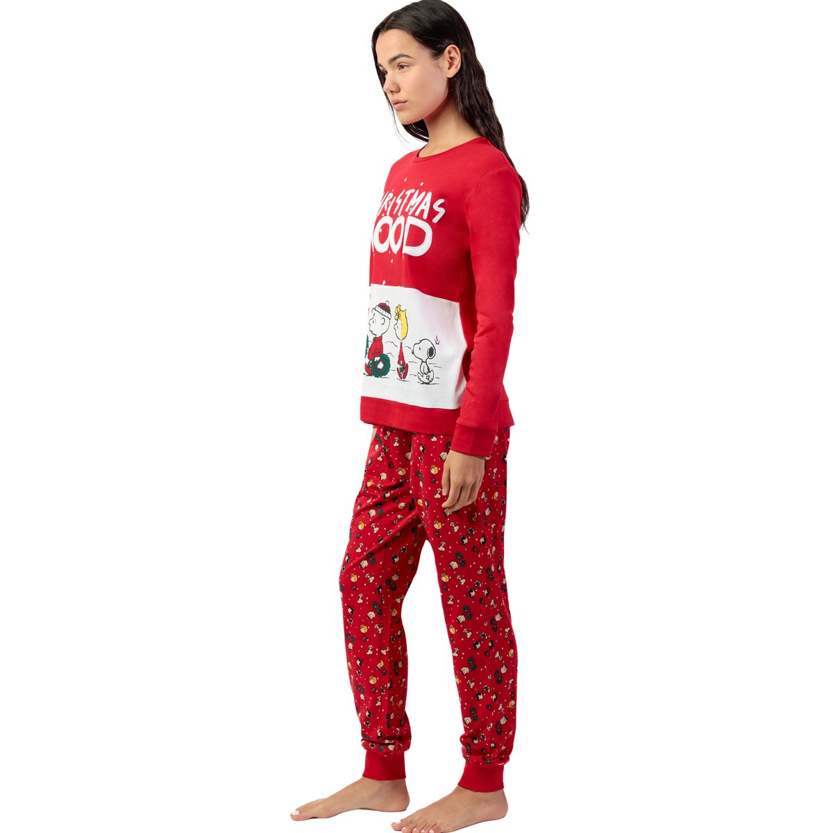 Pyjama pantalon top manches longues Hoho Mood Peanuts rouge, ADMAS