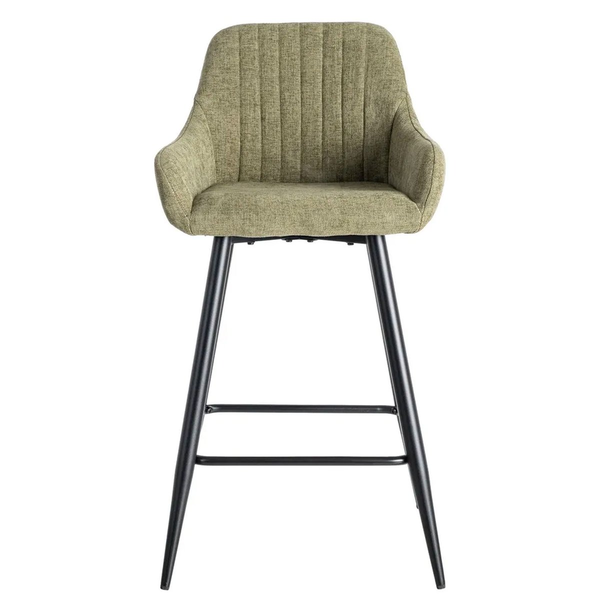 Tabouret de bar tissu vert et métal noir 47x47x93cm vert, WADIGA