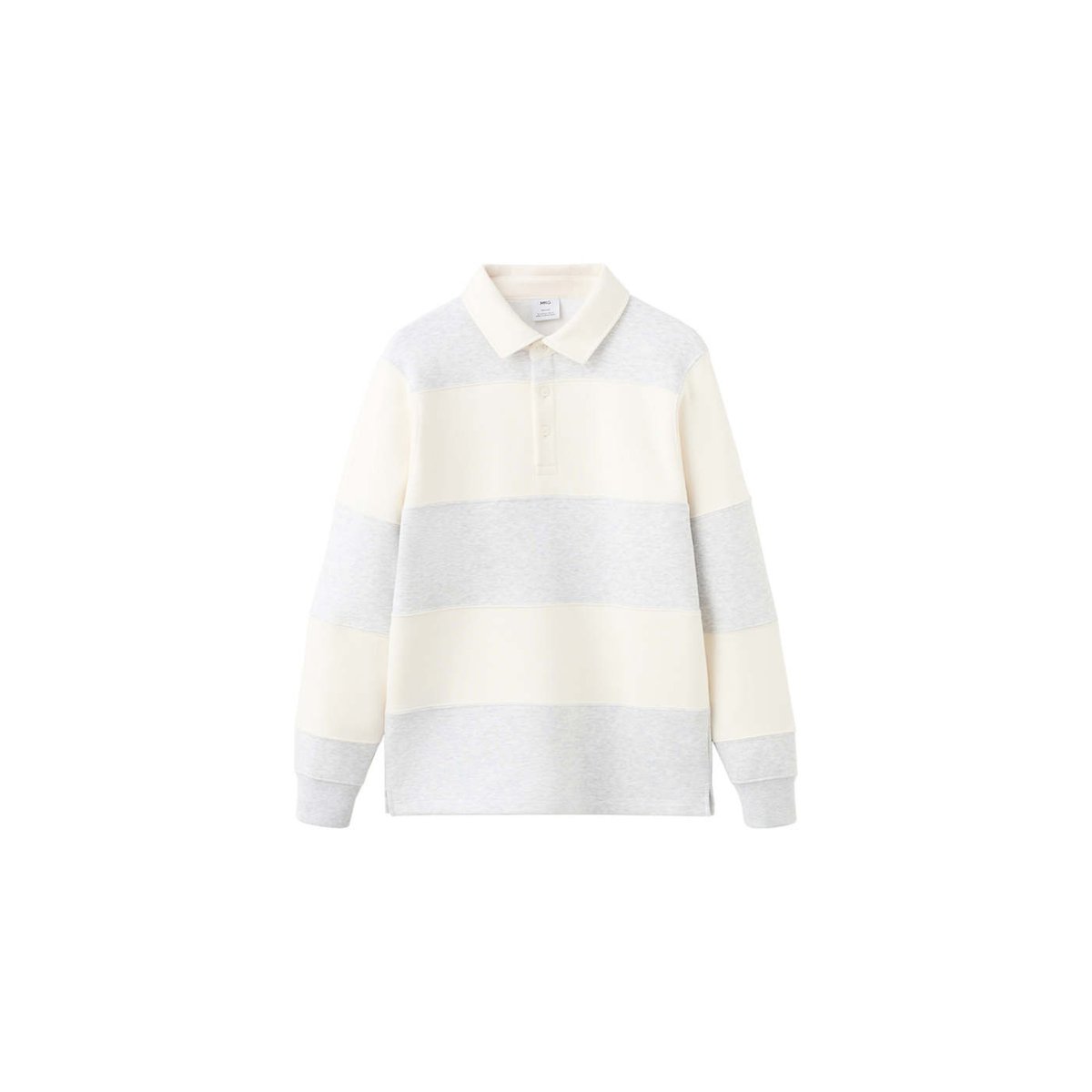 Sweat-shirt polo rayures gris chiné clair, MANGO MAN