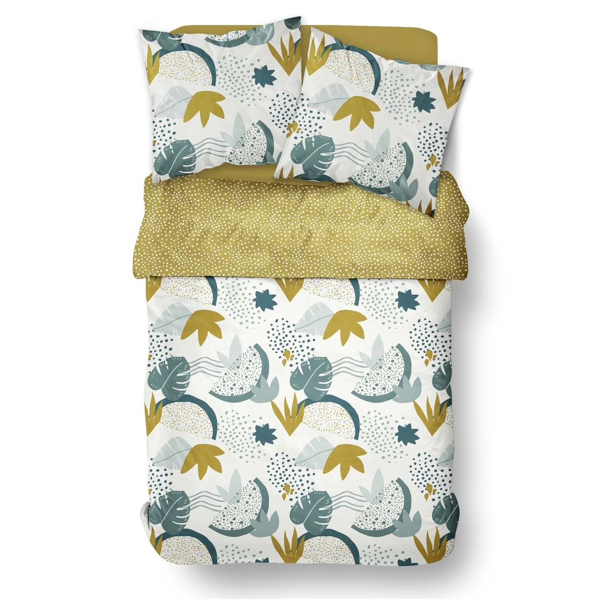 Parure de lit imprimé Pois coton SUNSHINE CHARLINE jaune, TODAY