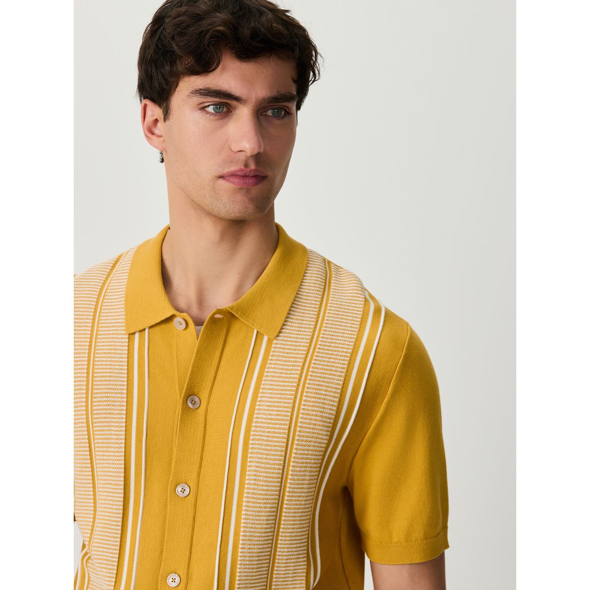 Polo en maille à manches courtes et rayures jaune, NEXT