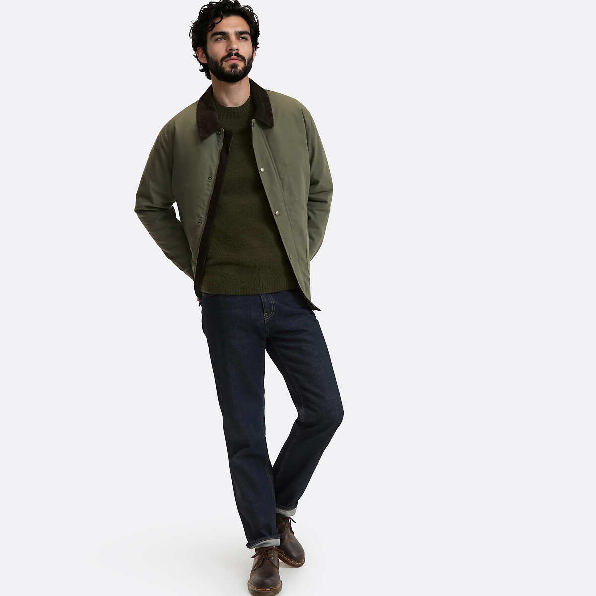 Reversible Corduroy Collar Jacket khaki, LA REDOUTE COLLECTIONS