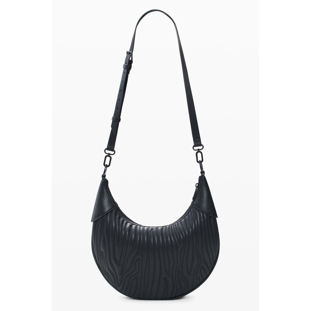 Sac moyen ovale en relief noir, DESIGUAL