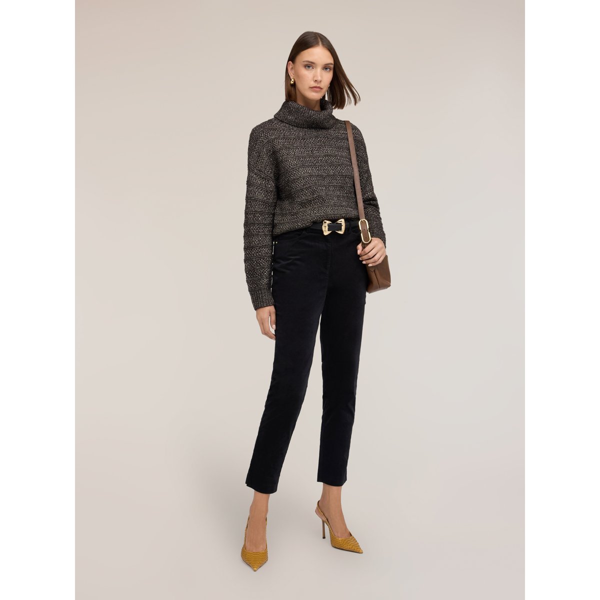 Pantalon slim fit en velours côtelé noir, MOTIVI