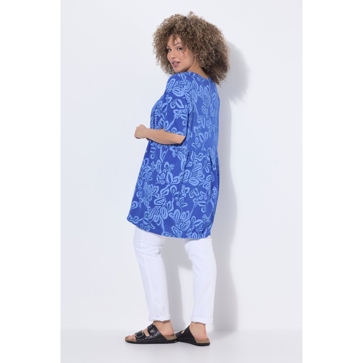 Blouse avec plis fantaisie bleu azur, ULLA POPKEN