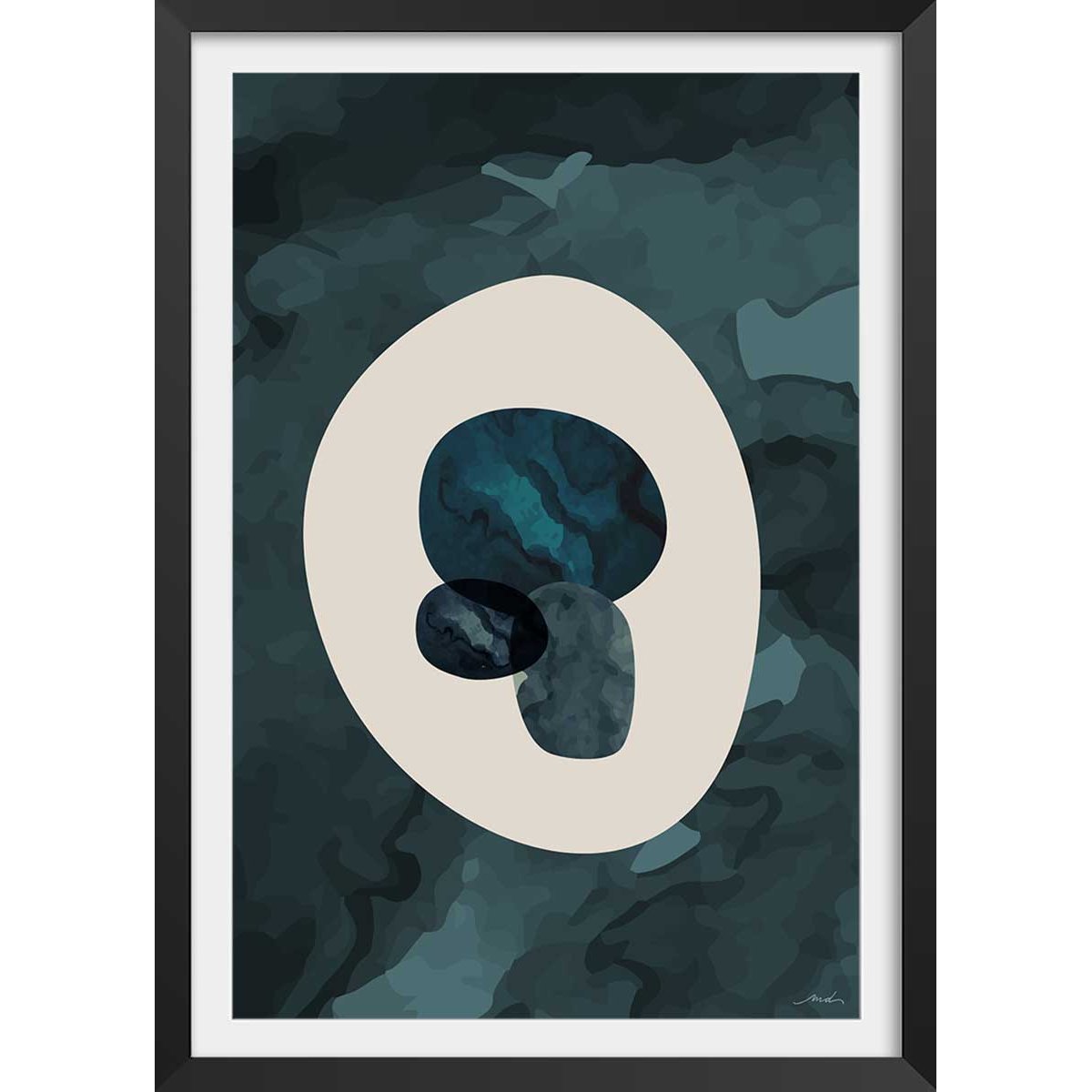 Affiche pierre labradorite affiche + cadre en bois - noir, HEXOA