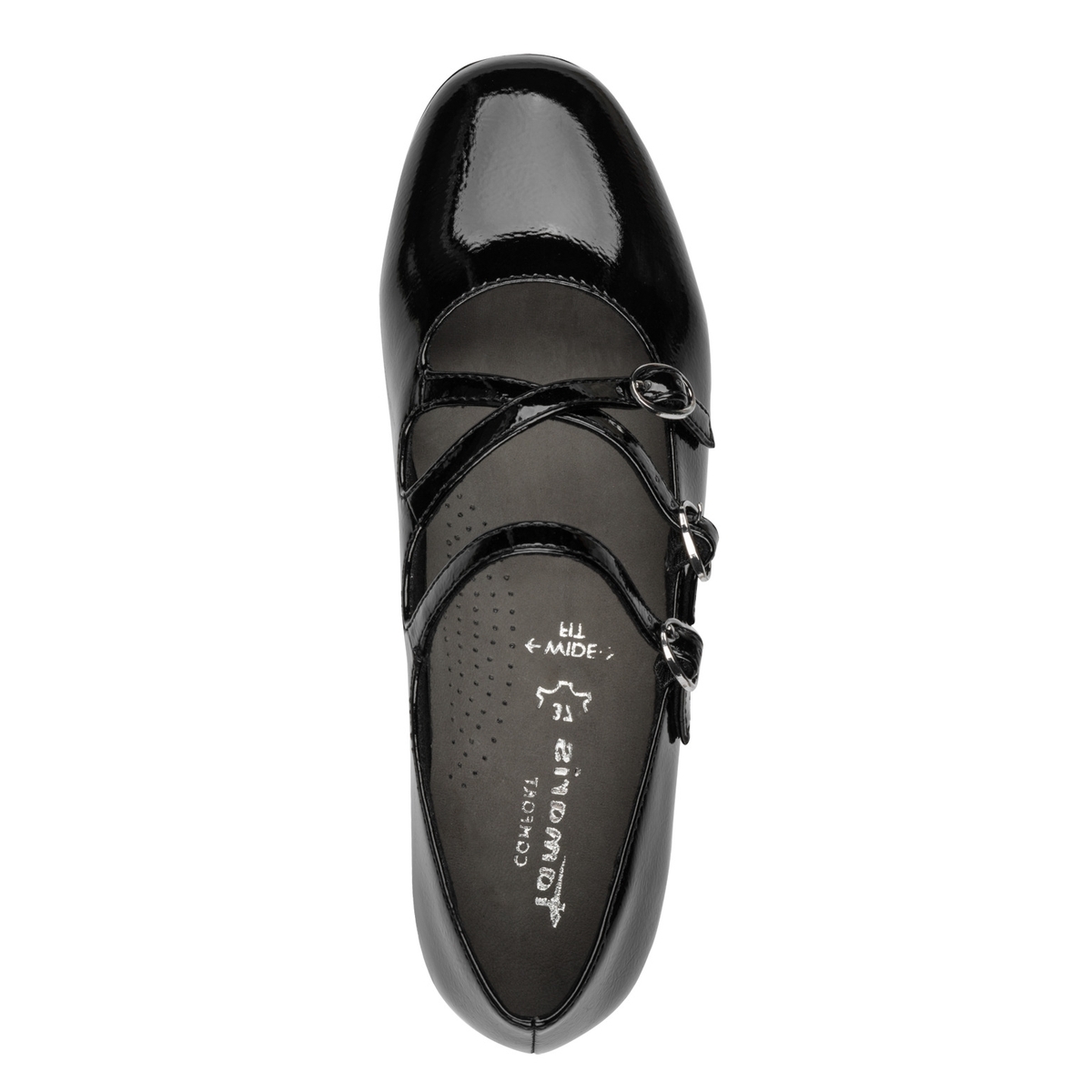 Ballerine coupe ample noir laque, TAMARIS