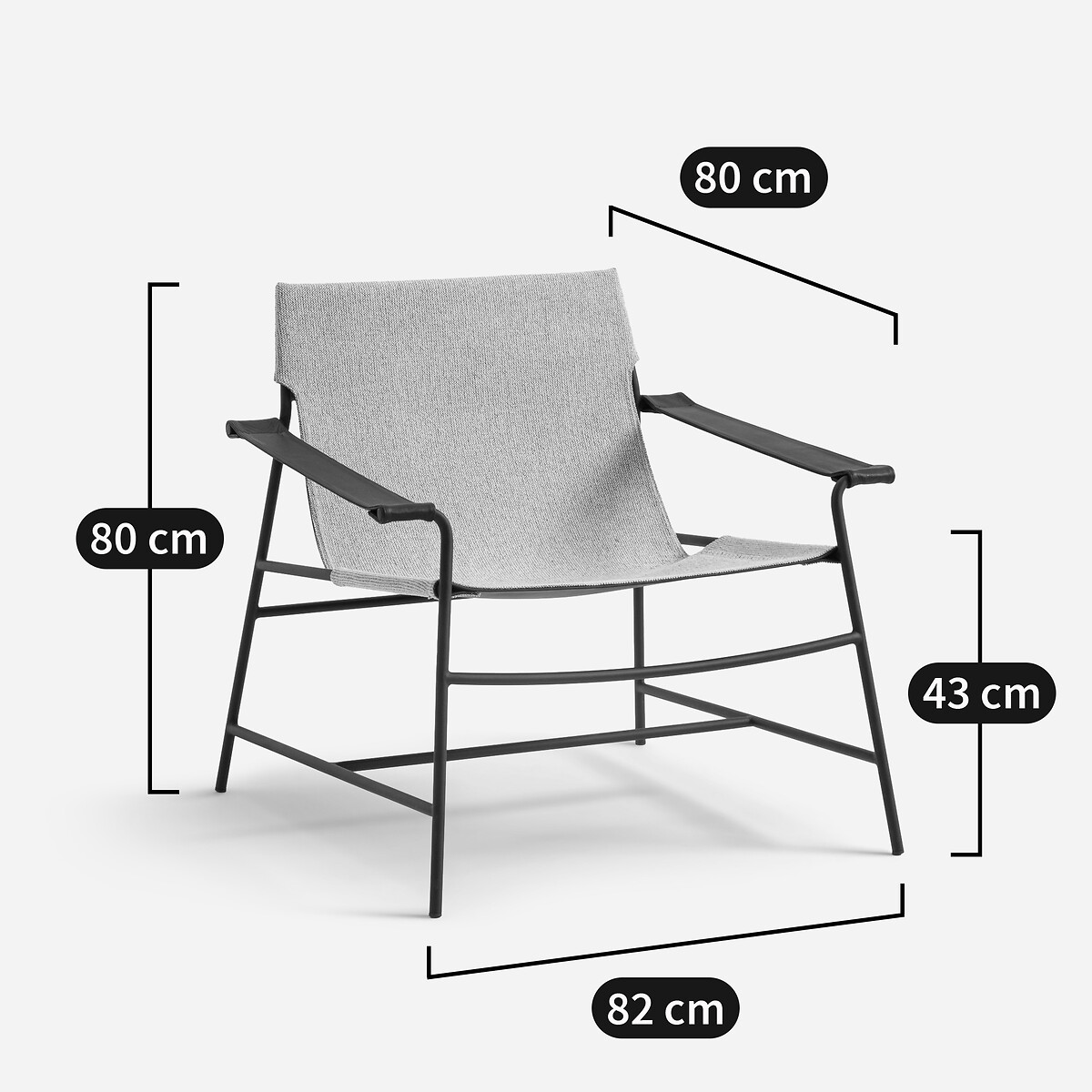 Bi-materiaal en stalen metalen fauteuil, Alonzo naturel, AM.PM