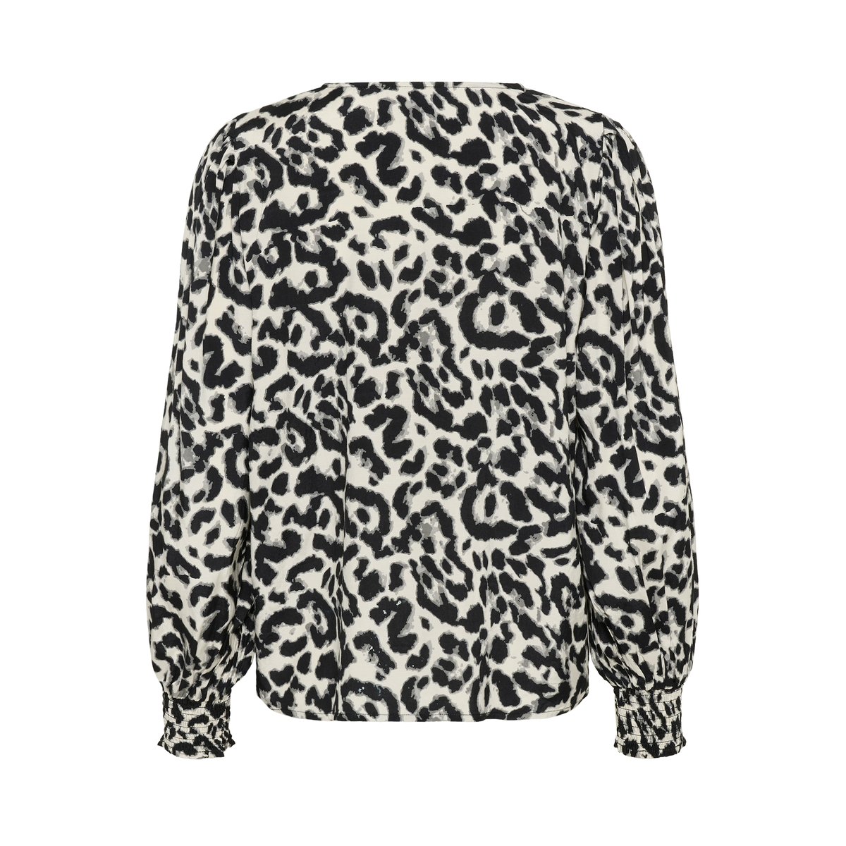Blouse with short sleeve noir/blanc leopard, KAFFE
