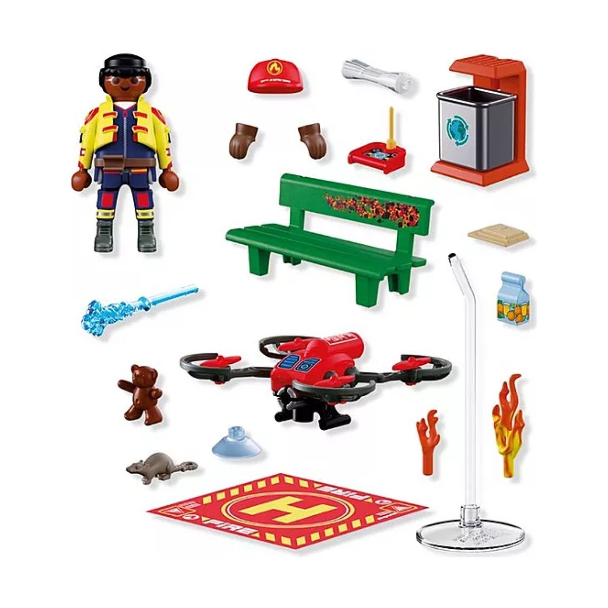 Drone de pompiers avec flèches d'eau multicolore, PLAYMOBIL