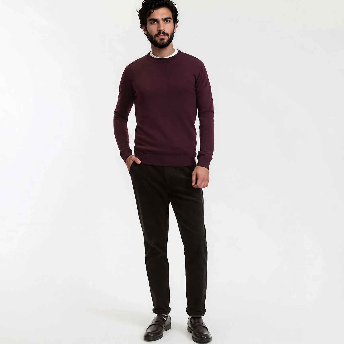 Jersey de lana merino Signature BASTIEN rojo burdeos oscuro, LA REDOUTE COLLECTIONS