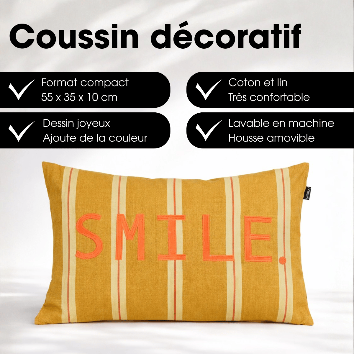 Coussin décoratif brun, MICA DECORATIONS