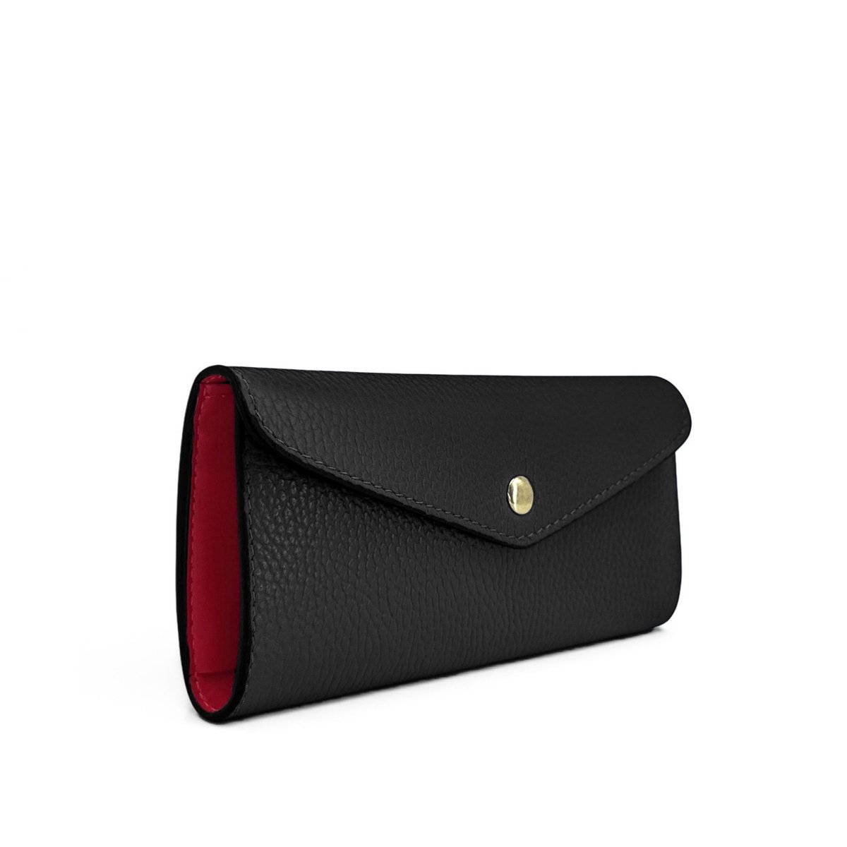 Pochette portefeuille en cuir grainé CLELIA noir, OH MY BAG