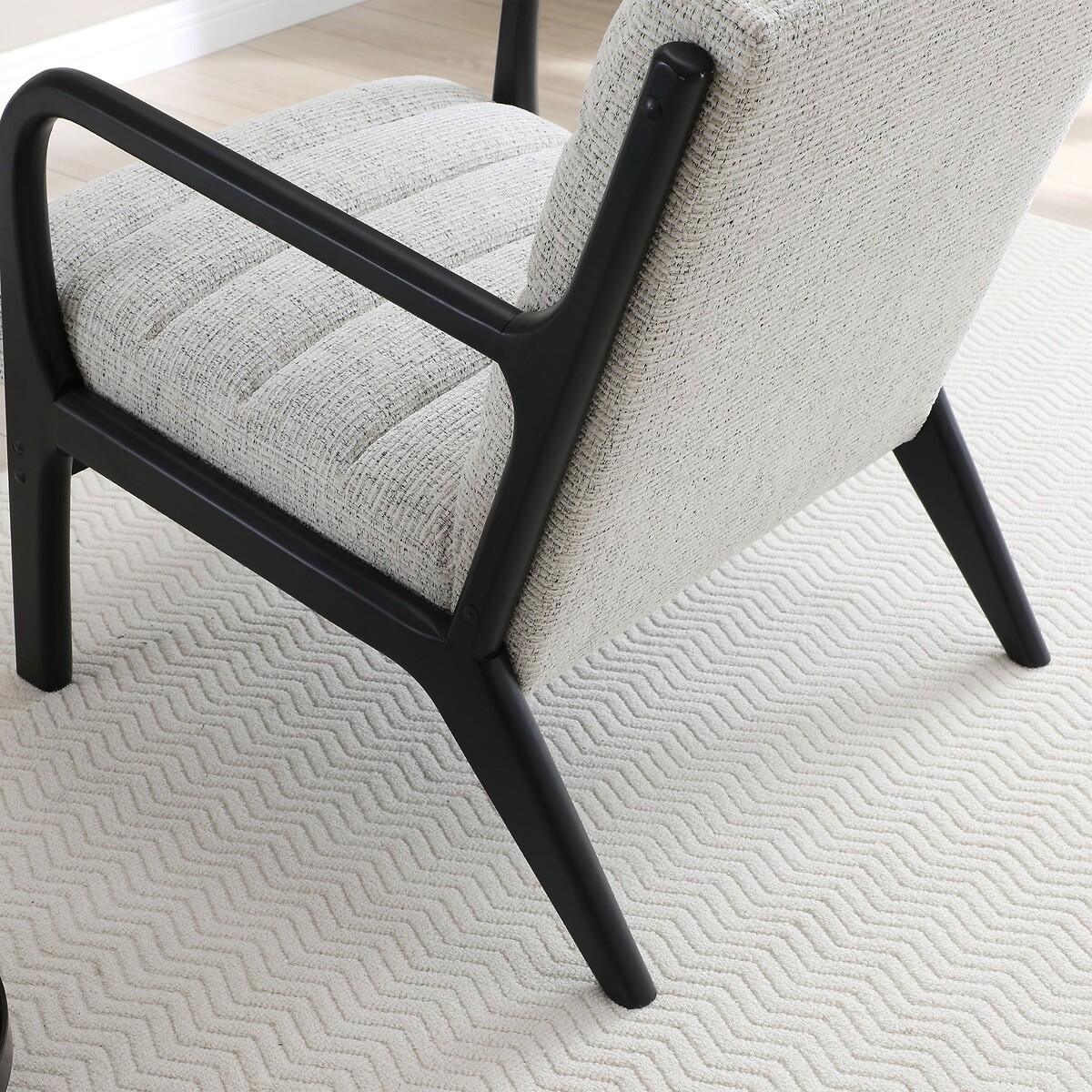 Ezra Corduroy Mid-Century Armchair ecru + black, SO'HOME