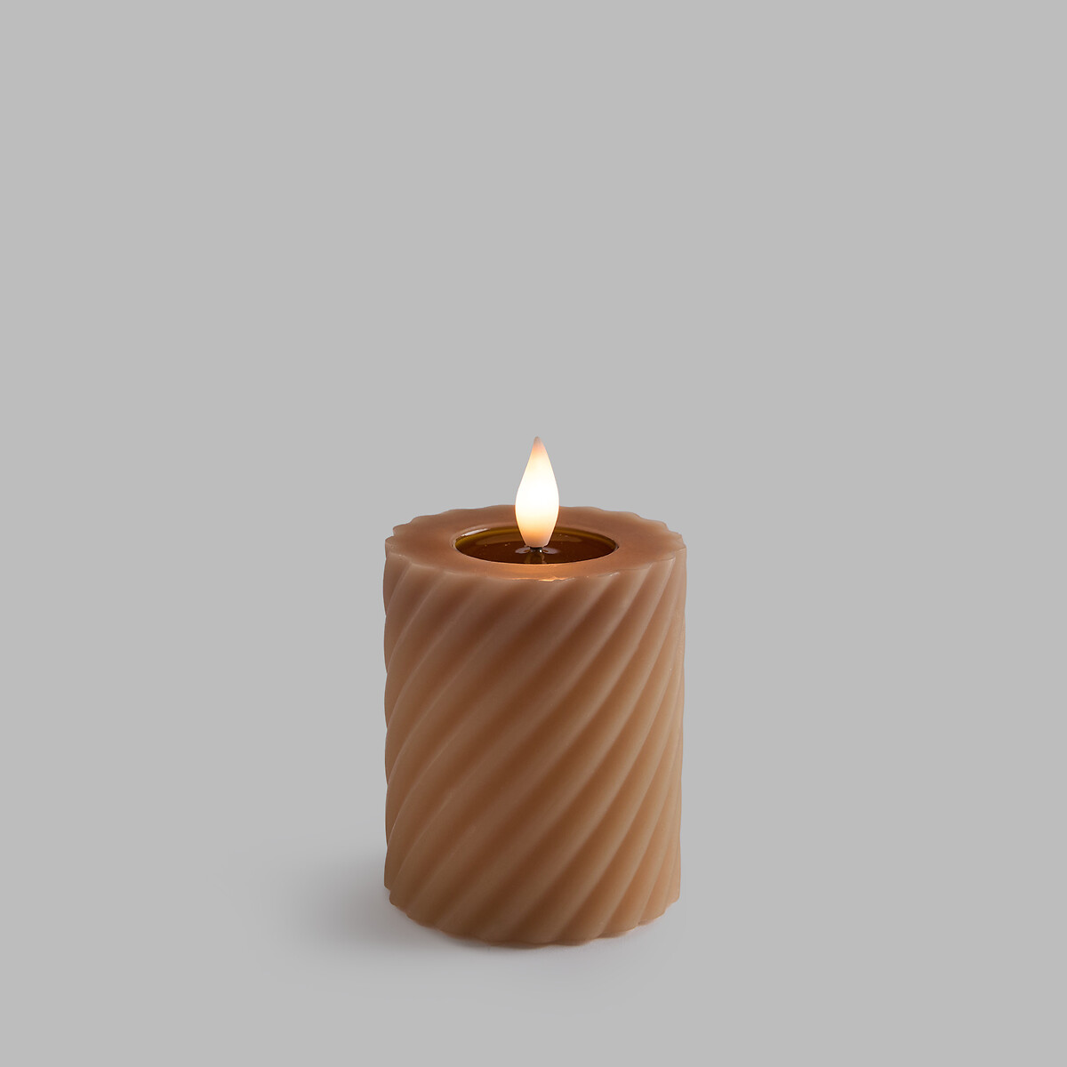 Bougie LED torsadée, en cire, hauteur 12 cm, CASPAR moka, LA REDOUTE INTERIEURS