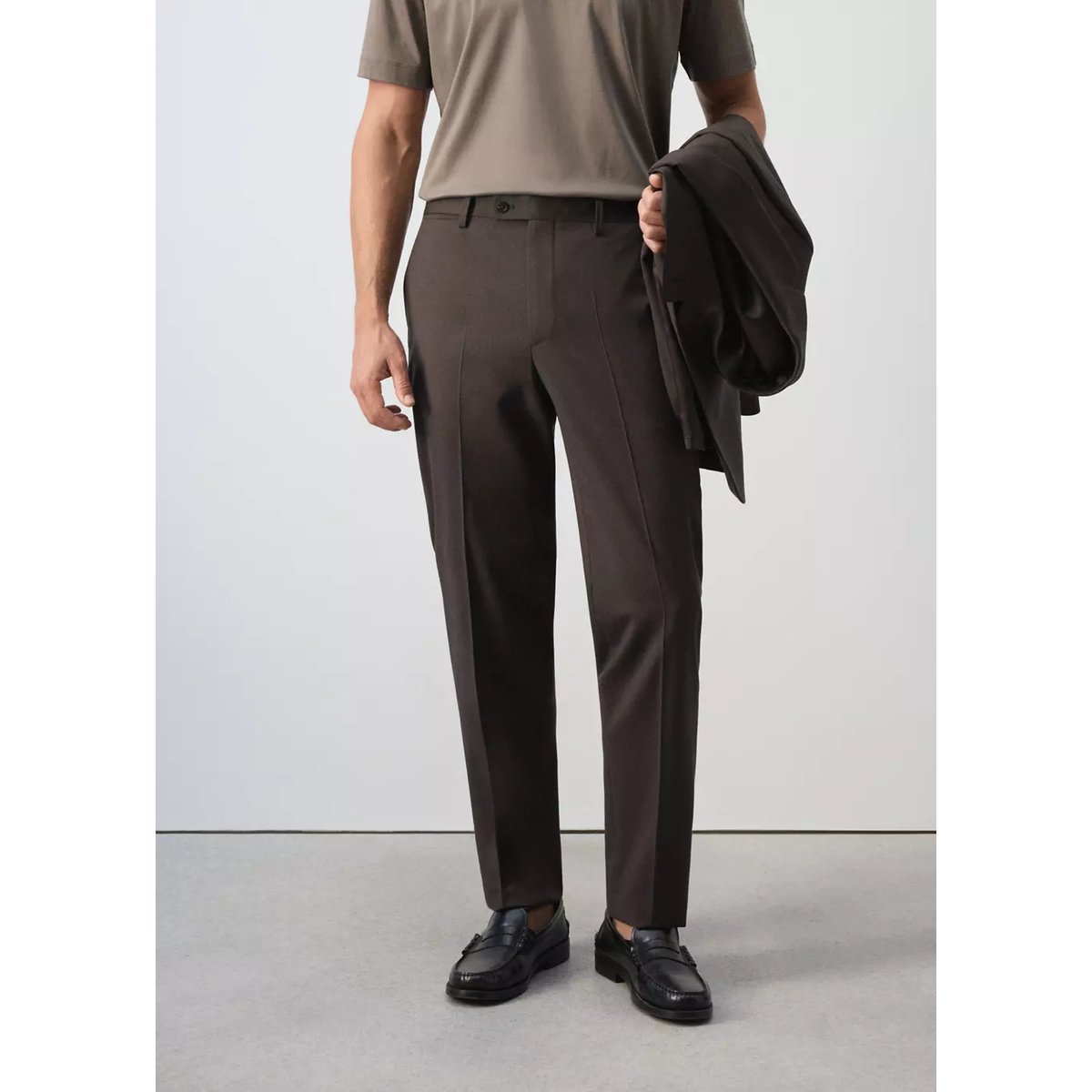 Pantalon costume Turín 100 % laine marron, MANGO MAN
