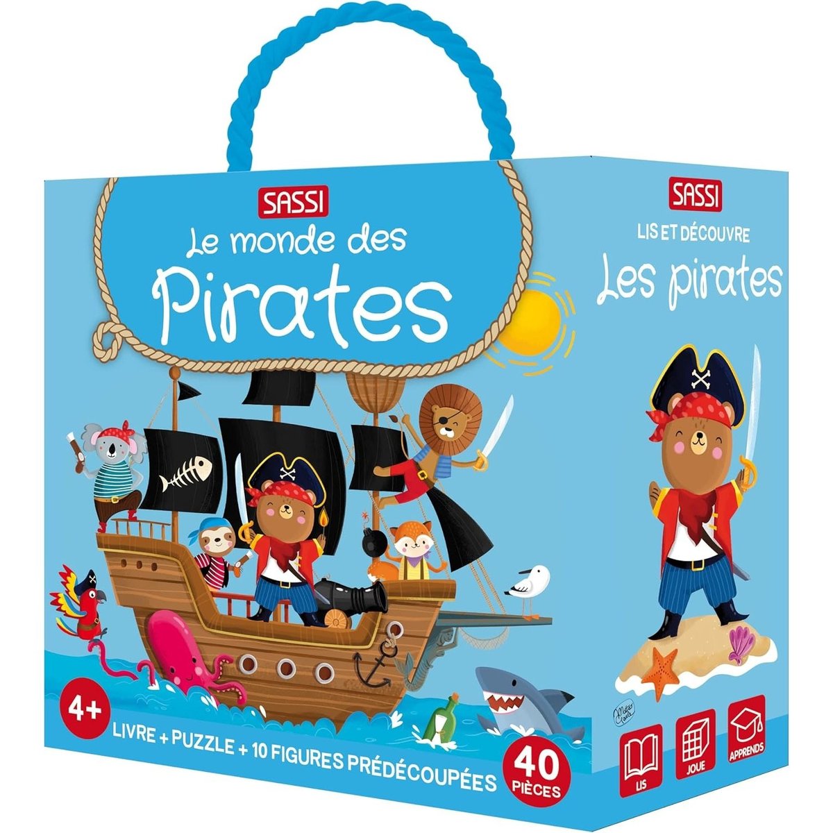 Livre et puzzle Les pirates bleu, SASSI JUNIOR