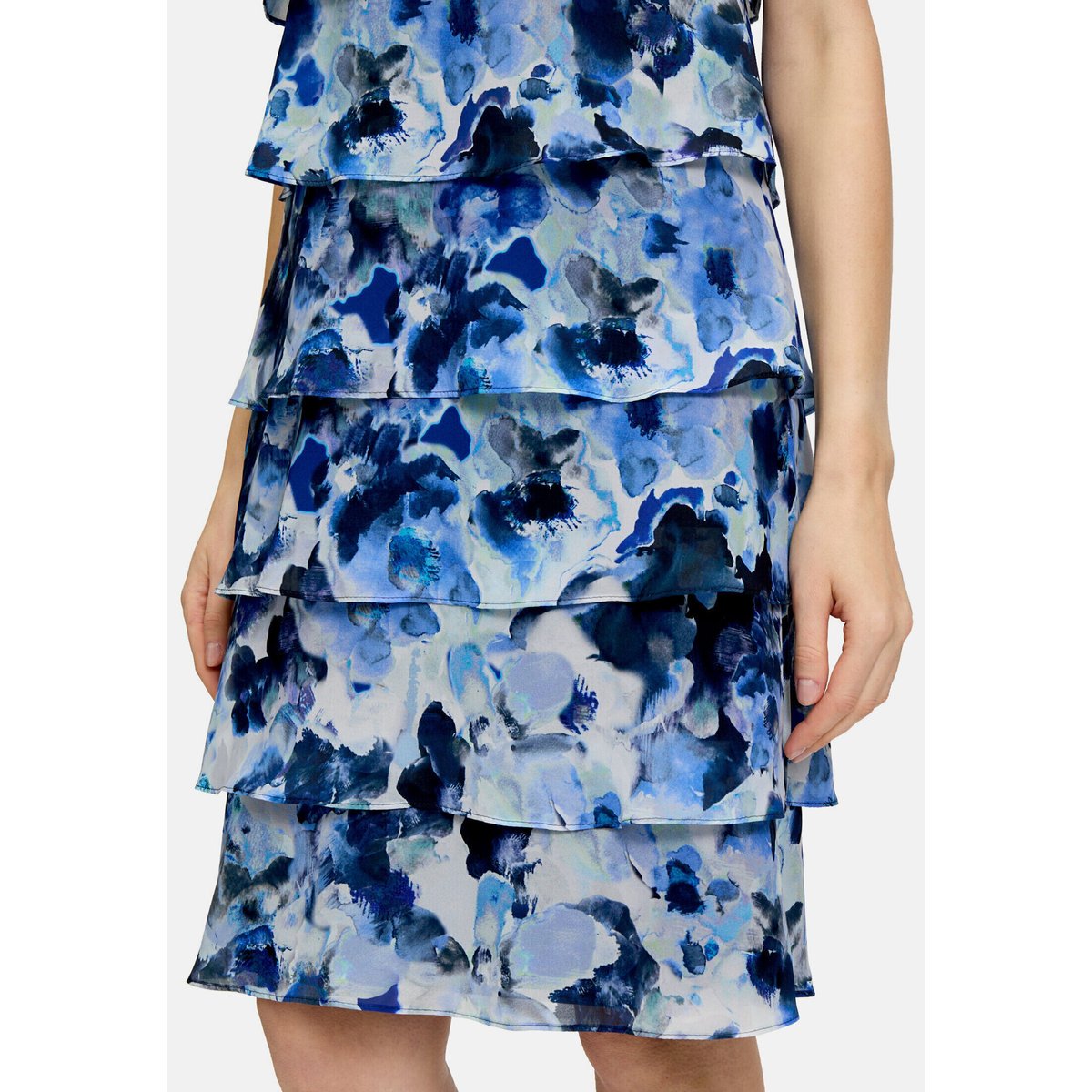 Robe de cocktail à volant bleu foncé/bleu, VERA MONT