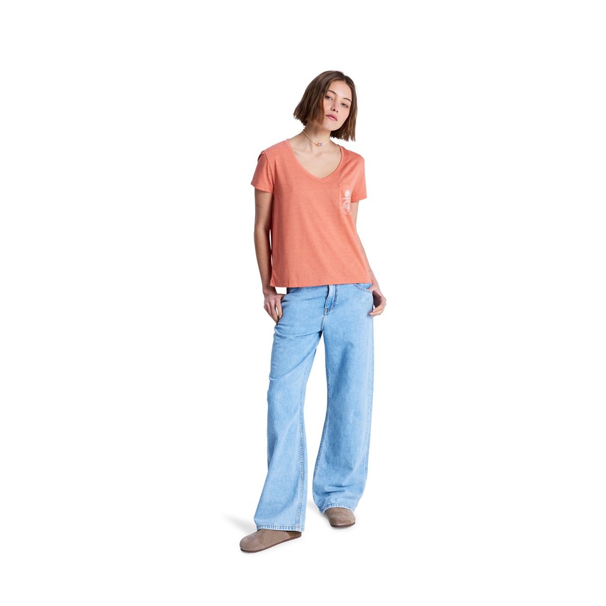 T-Shirt, manches courtes, col rond, . orange apricot brandy, ROXY