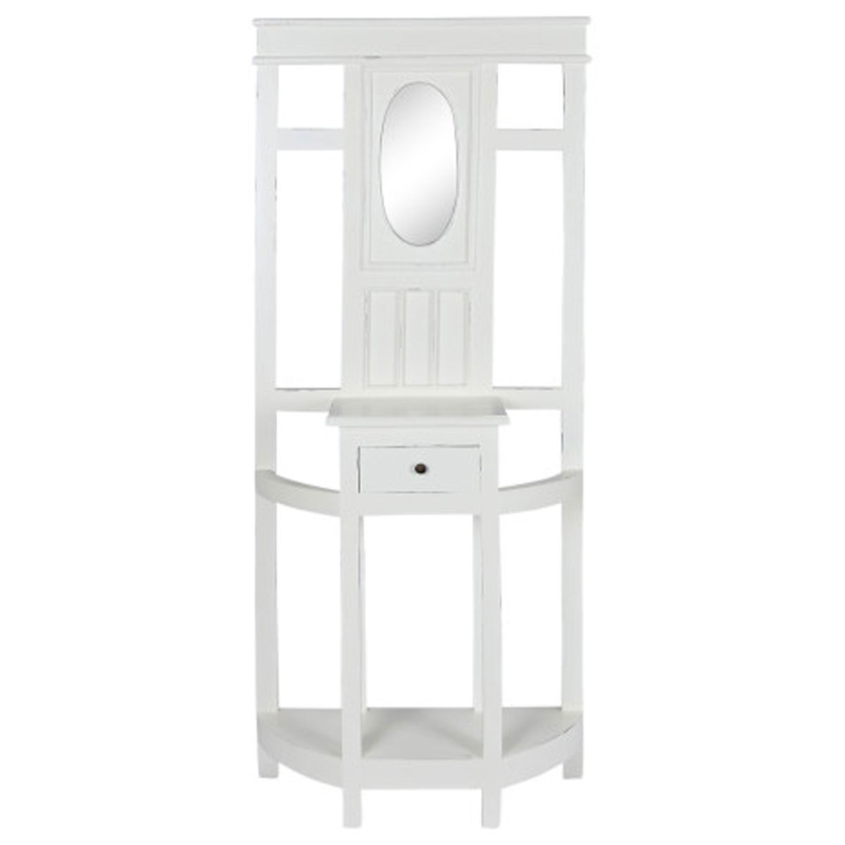 Meuble d'entrée classique en bois blanc avec miroir 77x31x180cm blanc, WADIGA