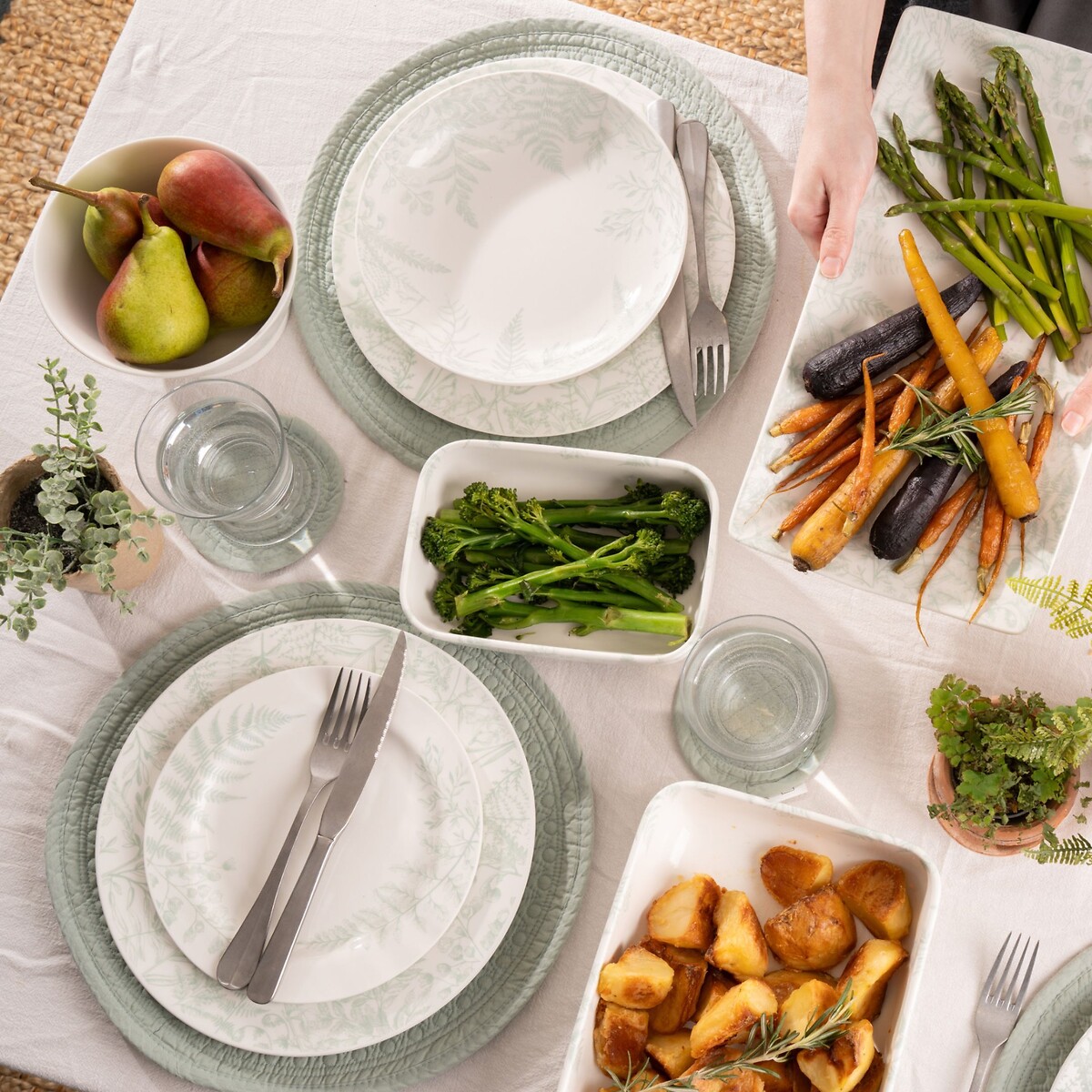 12-Piece Signature Botanical Dinner Set green, MARY BERRY