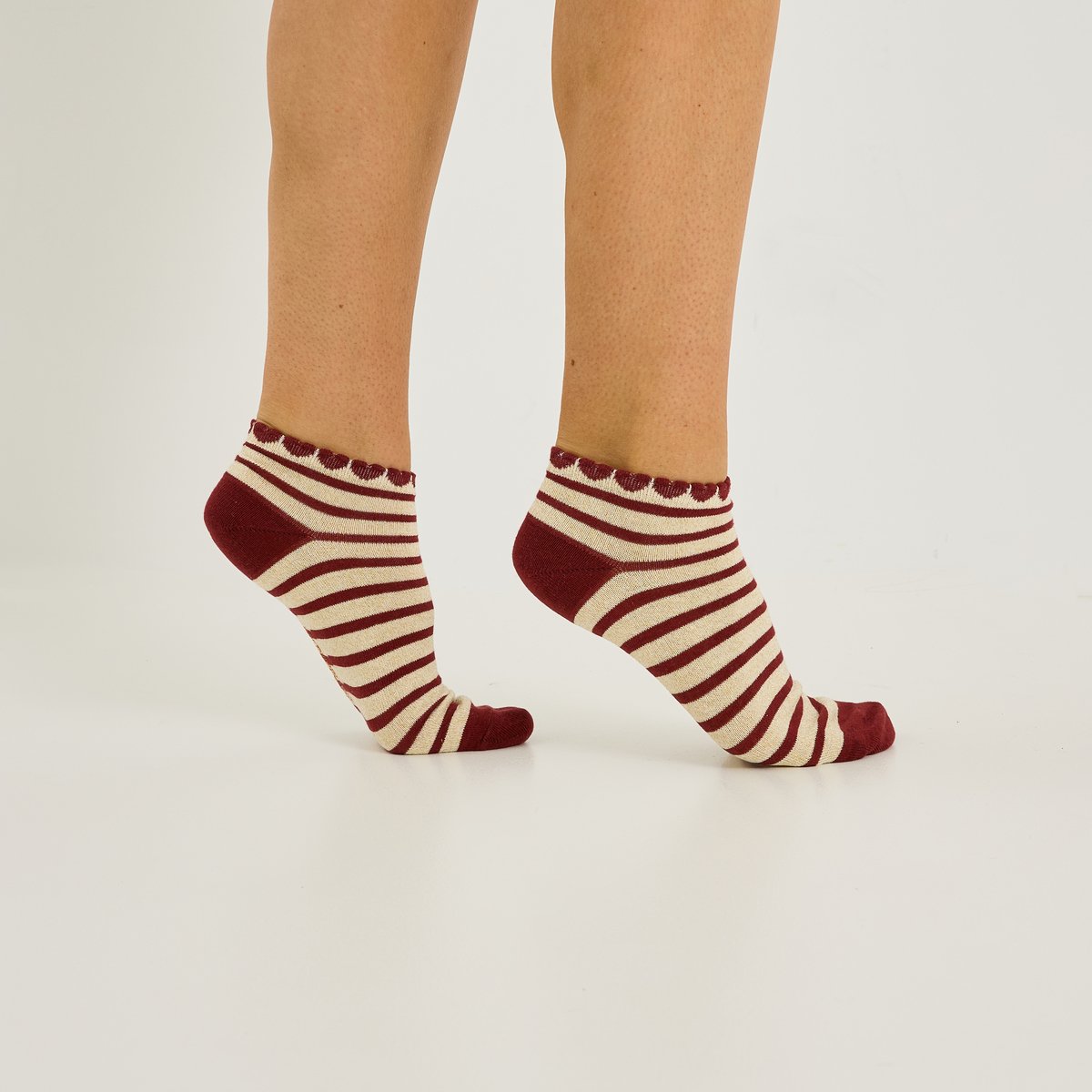 Lot de 2 paires de socquettes orange bordeaux, GRAIN DE MALICE