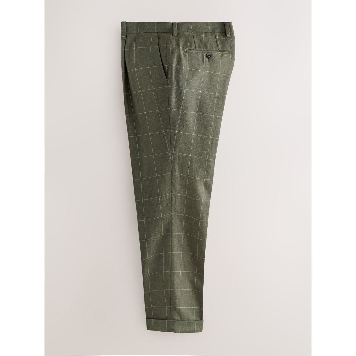 Pantalon de costume ajusté en lin et mérinos signature vert, NEXT
