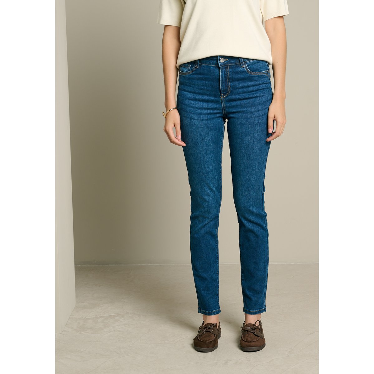 Jean slim taille haute dark blue, LOLALIZA